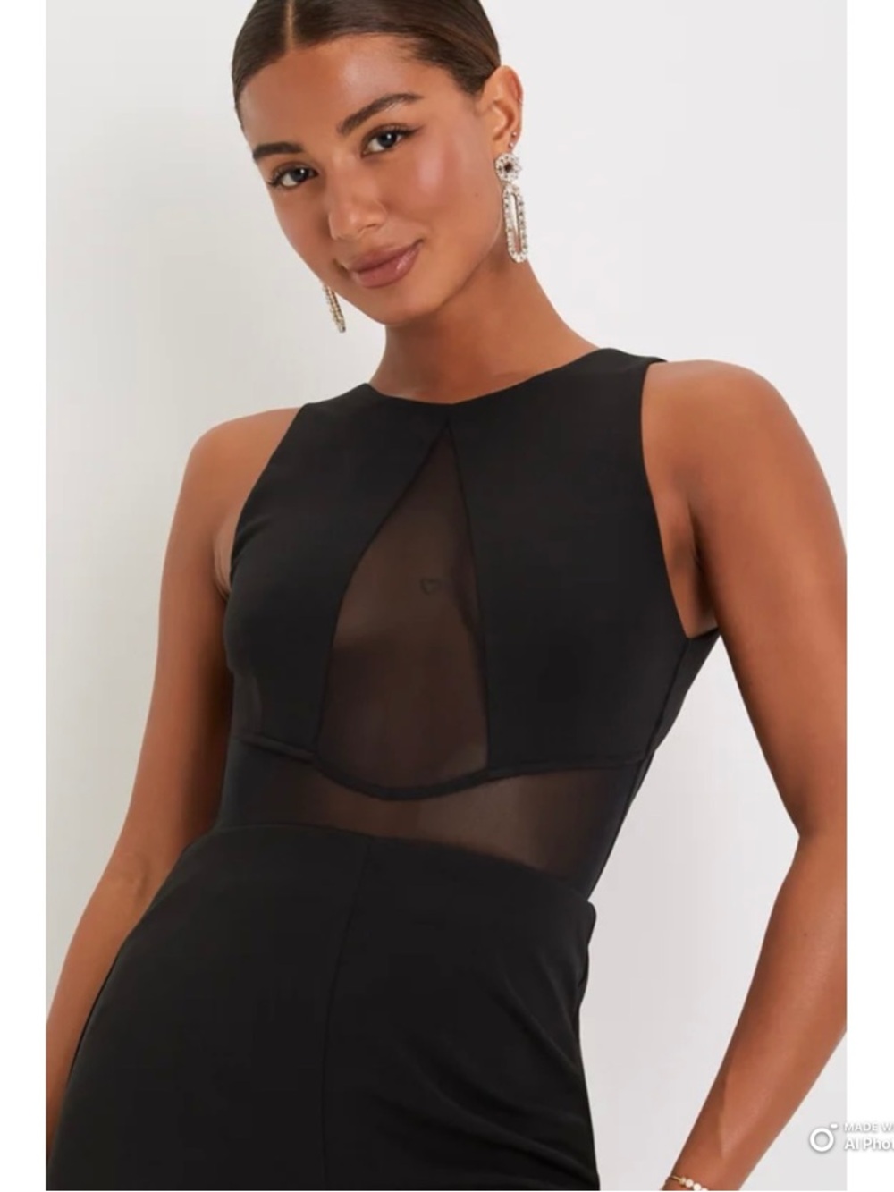 Lulus Small Alluring Perfection Black Mesh Cutout Backless Jumpsuit NWT Formal - Picture 4 of 17
